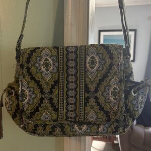 Vera Bradley Green and Black Patterned Crossbody Bag